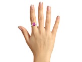 10x8mm Emerald Cut Pink Topaz Rhodium Over Sterling Silver Ring