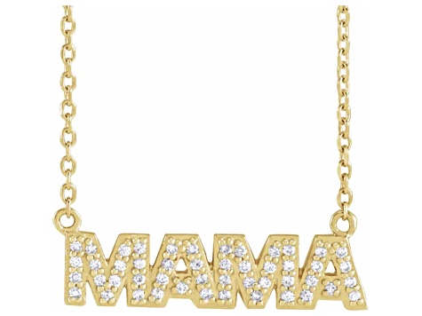 14K Yellow Gold 0.10ctw Diamond Accent MAMA Necklace, 18 Inches.