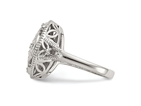 Rhodium Over Sterling Silver with 14K Accent Diamond Vintage Ring