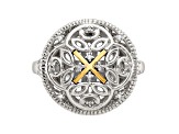 Rhodium Over Sterling Silver with 14K Accent Diamond Vintage Ring