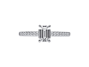 Emerald Cut White Lab Grown Diamond Ring 14K White Gold 1.28ctw