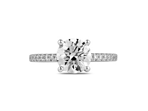Round White Lab Grown Diamond Ring 14K White Gold 2.25ctw