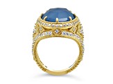 Judith Ripka 18x13mm Oval Lab Blue Quartz and Bella Luce 14K Gold Clad Ring