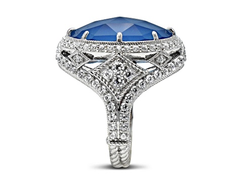 Judith Ripka Blue Chalcedony Doublet and Bella Luce Rhodium Over Sterling Silver Ring