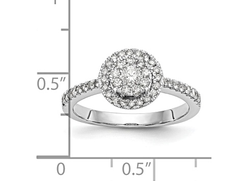 Rhodium Over 14K White Gold Diamond Cluster Engagement Ring 0.78ctw