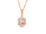 18K Rose Gold Over Sterling Silver 8x6mm Oval Morganite Pendant 1.0ctw