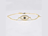 Blue Sapphire and Moissanite Evil Eye 14K Yellow Gold Over Sterling Silver Bracelet