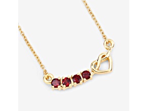 Round Red Garnet 18K Yellow Gold Over Sterling Silver Infinity Heart Pendant Necklace 0.32ctw