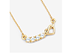 Round Blue Topaz 18K Yellow Gold Over Sterling Silver Infinity Heart Necklace 0.30ctw