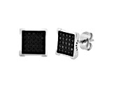 Stainless Steel and Black Diamond Stud Earrings 0.25ctw