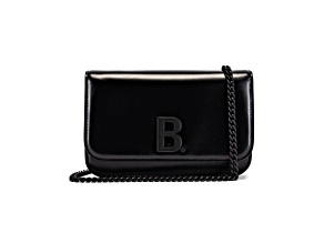 Balenciaga Black Shiny Calfskin Leather Chain Wallet Shoulder Bag