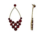 Off Park® Collection, Gold Tone V-Shape Cluster Crystal Siam Red Oval Earrings.