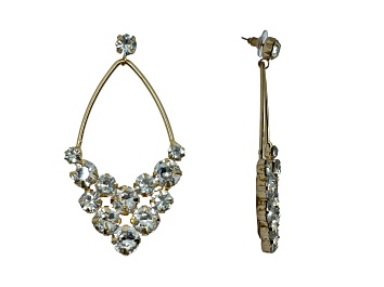 Picture of Off Park® Collection, Gold Tone V-Shape Cluster Crystal Clear Oval Earrings.