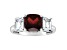 8mm Square Cushion Garnet And White Topaz Rhodium Over Sterling Silver Ring