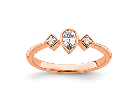 14K Rose Gold Petite Pear Diamond Ring 0.20ctw