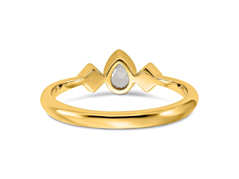 14K Yellow Gold Petite Pear Diamond Ring 0.20ctw