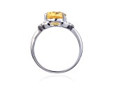 Oval Citrine with White Topaz Accents Sterling Silver Ring, 3.90ctw