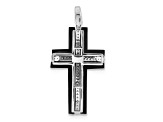 Rhodium Over 14K White Gold 1/4ct. Diamond and Onyx Cross Pendant