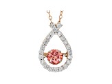 Pink and White Lab Grown Diamond 14kt Rose Gold Dancing Pendant With Cable Chain 1.00ctw