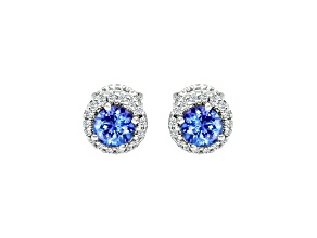 Tanzanite With White Diamond Rhodium Over 14k White Gold Earrings 0.99ctw