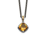 Sterling Silver with 14K Accent Antiqued Citrine Necklace