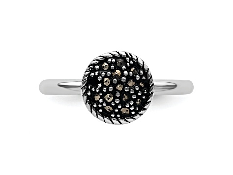 Rhodium Over Sterling Silver Stackable Expressions Marcasite Ring