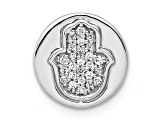 Rhodium Over 14k White Gold Diamond Hamsa Chain Slide Pendant
