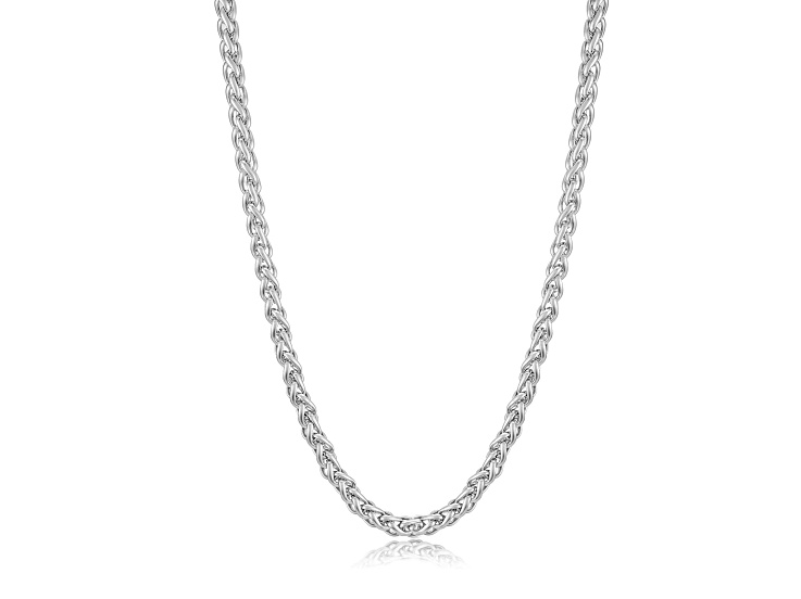 Invicta Jewelry Men's Polished Stainless Steel Spiga Wheat Chain