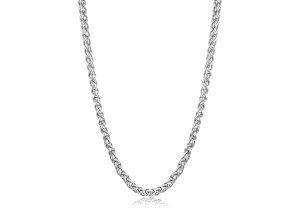 Invicta Jewelry Men's Polished Stainless Steel Spiga Wheat Chain Necklace (6mm) - 24"
