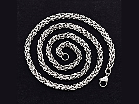 Invicta Jewelry Men's Polished Stainless Steel Spiga Wheat Chain