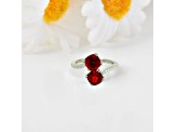 Red Lab Created Ruby and Moissanite Rhodium Over Sterling Silver Bypass Ring