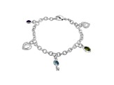 Judith Ripka 2.6ctw Multi Gemstone Rhodium Over Sterling Silver Bracelet