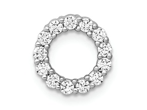 Rhodium Over 10k White Gold 0.26 ctw Diamond Circle Chain Slide Pendant