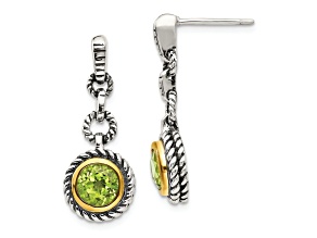 Sterling Silver with 14K Gold Flash Plated Peridot Earrings
