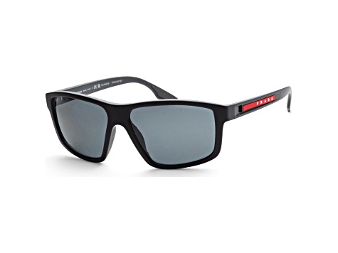 Prada Men's Linea Rossa 60mm Black Rubber Sunglasses | PS-02XS-DG002G