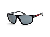 Prada Men's Linea Rossa 60mm Black Rubber Sunglasses | PS-02XS-DG002G
