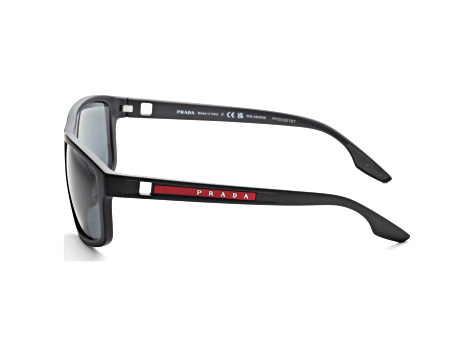 Prada Men's Linea Rossa 60mm Black Rubber Sunglasses | PS-02XS-DG002G