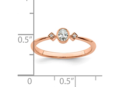 14K Rose Gold Petite Oval Diamond Ring 0.16ctw