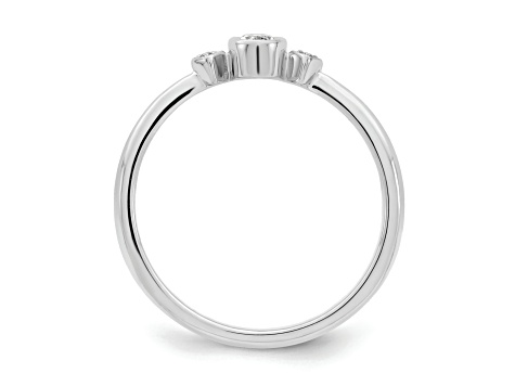 Rhodium Over 14K Gold Petite Oval Diamond Ring 0.16ctw
