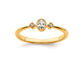 14K Yellow Gold Petite Oval Diamond Ring 0.16ctw