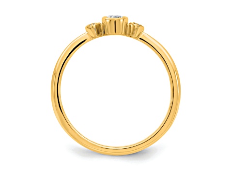 14K Yellow Gold Petite Oval Diamond Ring 0.16ctw