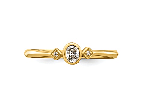 14K Yellow Gold Petite Oval Diamond Ring 0.16ctw