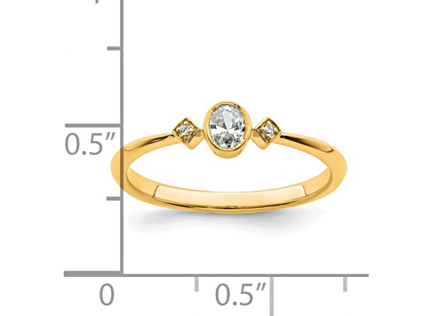 14K Yellow Gold Petite Oval Diamond Ring 0.16ctw