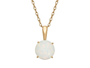 Round Lab Created Opal 10K Yellow Gold Pendant 0.65ctw