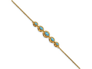 Picture of 14k Yellow Gold Marquise Blue Topaz Bracelet