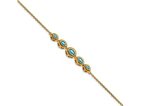 14k Yellow Gold Marquise Blue Topaz Bracelet