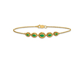 14k Yellow Gold Marquise Emerald Bracelet