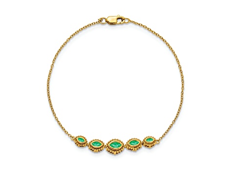 14k Yellow Gold Marquise Emerald Bracelet