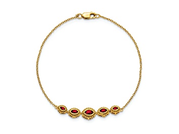 Picture of 14k Yellow Gold Marquise Garnet Bracelet