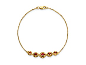 14k Yellow Gold Marquise Garnet Bracelet